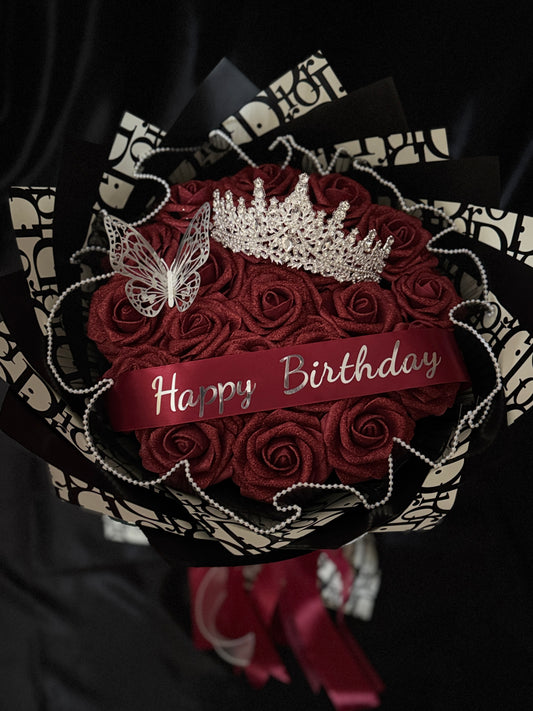 ,,Happy Birthday'' Glitter Roses